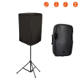 1pcs Durable All-Weather Speaker Cover - Waterproof, Dustproof & Sun-Resistant Polyester for Indoor/Outdoor Use, Black. 