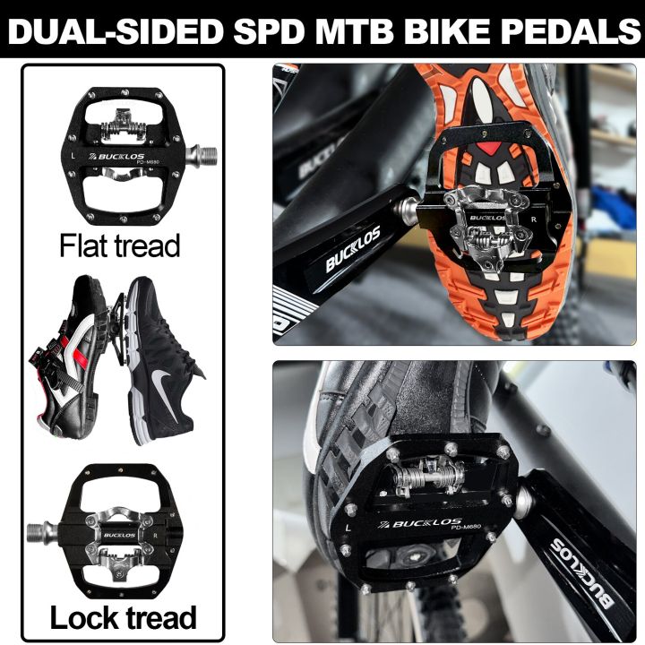 BUCKLOS%20Mountain%20Bike%20Pedals%203%20Sealed%20Bearing%20PD-M680%20Dual%20Clipless%20Flat%20&%20Lock%20Pedal%20Aluminum%20Cycling%20Pedals%20Fit%20Shimano%20SPD%20-%20Image%203