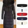 Retro Fashion Down Coat Waist Belt 5cm Wide Casual Pleated Stretch Waistband Buckle Solid Color Elastic Down Jacket Waistband.