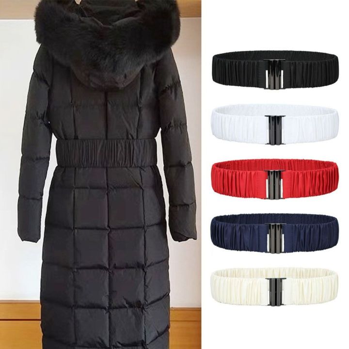 Retro%20Fashion%20Down%20Coat%20Waist%20Belt%205cm%20Wide%20Casual%20Pleated%20Stretch%20Waistband%20Buckle%20Solid%20Color%20Elastic%20Down%20Jacket%20Waistband%20-%20Image%203