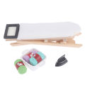 1:12 Dollhouse Miniature Wooden Ironing Board Mini Flat Iron Furniture Model Sewing Life Scene Decor Toy Micro Scene Props.