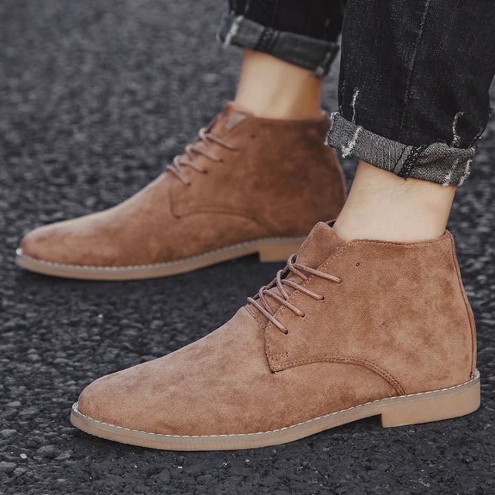 Fashion%20Brown%20Chelsea%20Boots%20Men%20British%20Style%20High%20Top%20Suede%20Leather%20Shoes%20For%20Men%20Lace-up%20Pointed%20Toe%20Design%20Men's%20Ankle%20Boot%20-%20Image%202