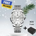 POEDAGAR Men's Watches Luxury Luminous Steel Band Wrist Watches Fashion Business Men's Quartz Watch for men.