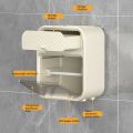 Multifunctional Double Layer Toilet Paper Storage Box Wall Mounted Punch-Free Waterproof Bathroom Tissue Holder with Drawer. 
