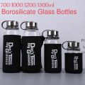 Best Quality Glass Bottles 700ml/1000ml/1200ml/1500ml Glass Water Bottle with black Cover Bag | Glass Water bottle For Men/women | Water bottle. 