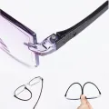2 Pair New Men Women Rimless Reading Glasses Anti Blue Light Bifocal Far Near Magnification Eyewear Presbyopic Glasses +150 +200. 