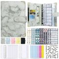 A6 Budget Marble Patterned Leather PU Notebook Binder, Used for Bookkeeping, Saving Money, Family Gifts.