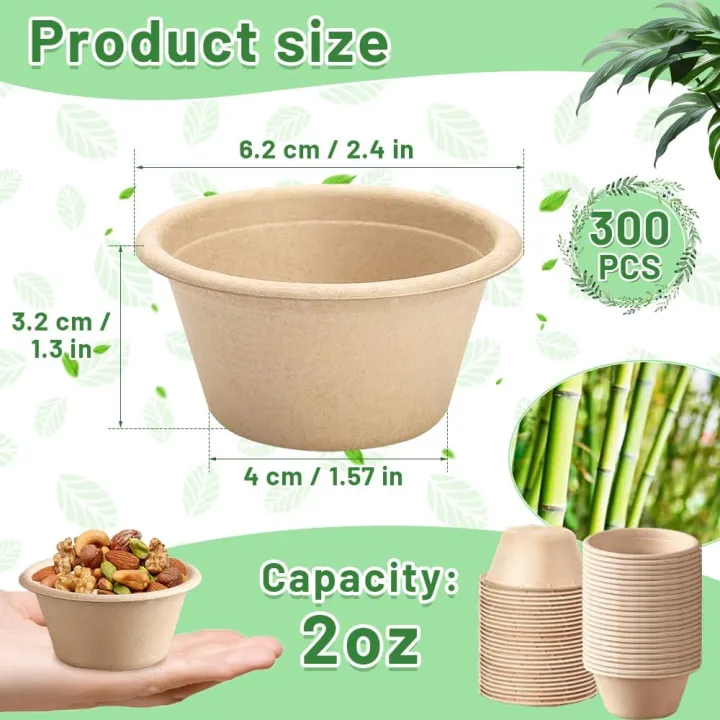 300Pcs%202%20Oz%20Disposable%20Paper%20Condiment%20Cups%20Compostable%20Tasting%20Cups,%20Sample%20Portion%20Cups%20for%20Jello%20Shot,%20Condiment,%20Sauce%20-%20Image%202