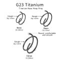 Titanium 3 Pairs Double Hoop Nose Rings 6/8/10mm Hypoallergenic Small Spiral Piercing Jewelry for Men Women 20G. 