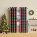 1/2 Panel Christmas Plaid Blackout Curtain Thermal Insulated Grommet Window Drapes Darkening Curtains for Living Room Bedroom. 