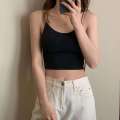 1pc Women Solid Color Camisole Ice Silk Tube Seamless Sports Tank Top Wireless Underwear Padded Bra Bralette Vest.