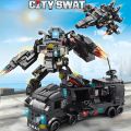 Compatible with Lego 585Pcs City Police Station SWAT Truck Car Building Blocks DIY Toys for Boys Kids s. 