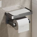 Aluminum Alloy Paper Holder Wall-Mounted Toilet Roll Paper Holder No Drilling Bathroom Kitchen Paper Holder. 