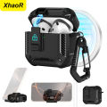 Magnetic Automatic Switch Earphone Cover For Airpods Pro 2 4 ANC Case Full Body Protection Shockproof With Hook Phone Holder Box.