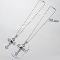 Y2K Punk Crystal Big Cross Pendant Necklaces for Women Men Gothic Irregular Cross Clavicle Chain Necklaces Aesthetic Jewelry.