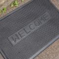 Black Welcome Rubber Door Mat. 
