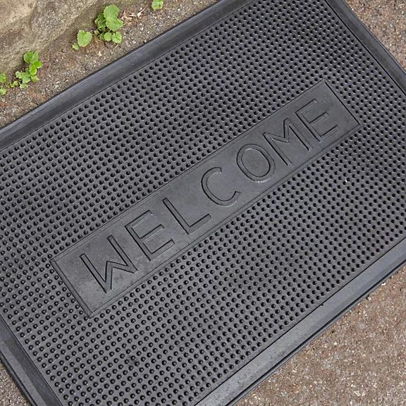 Black Welcome Rubber Door Mat