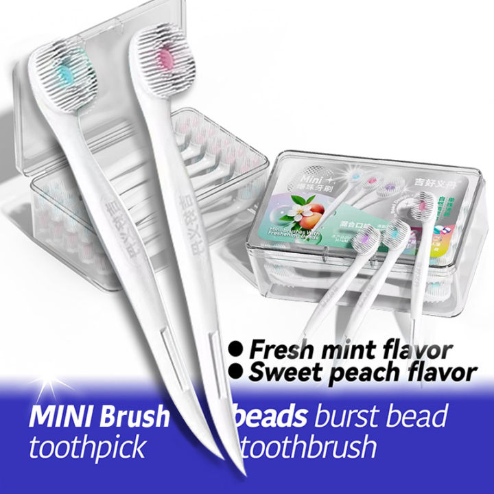 Exploded Bead Brushes Head Adult Cleaning Mini Toothbrushes Head Portable Travel Disposable Toothbrush with Toothpaste Toothpick