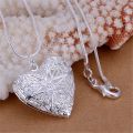 Hot 925 Sterling Silver Photo Frame Pendant Necklace 18/20/22/24 Inch Snake Chain For Woman Charm Wedding Fashion Jewelry. 