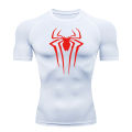 Spider Print Compression Shirts for Men Summer Short Sleeve Rash Guard Gym Workout Tshirt Athletic Quick Dry Undershirts Tops. 