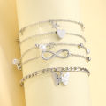 【Get the Perfect Fit】 Bohemian Summer Beach Anklet Set For Women Vintage Silver Color Pearl Butterfly Star Heart Pendant Charm Chain On Leg Jewelry.