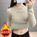 Turtleneck Winter Sweater Women Elegant Thicken Velvet Lined Warm Sueter Fleece Knitted Pullover Slim Top Jersey Knitwear Jumper.