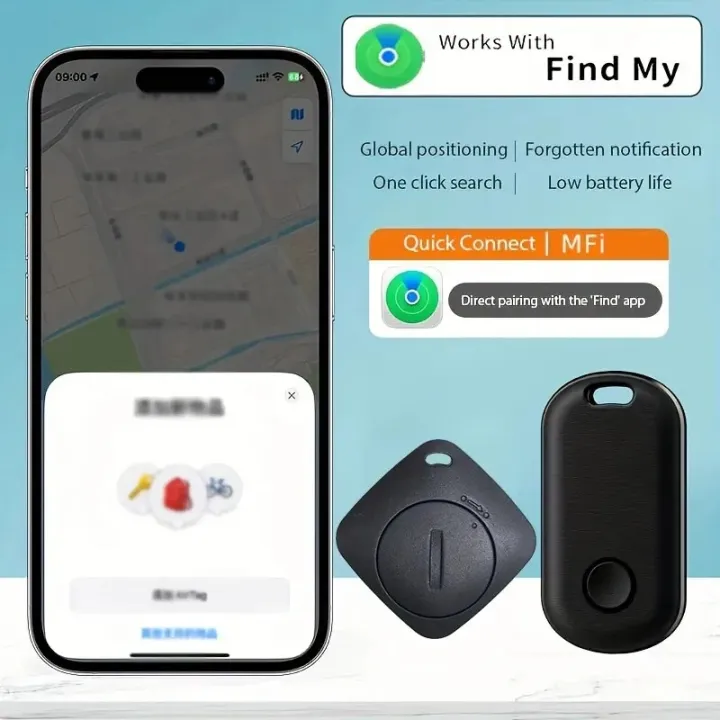 Bluetooth GPS Tracker for Air Tag Replacement Via Apple Find My to Locate Bag Bottle Card Wallet Bike Keys Finder MFI Smart ITag