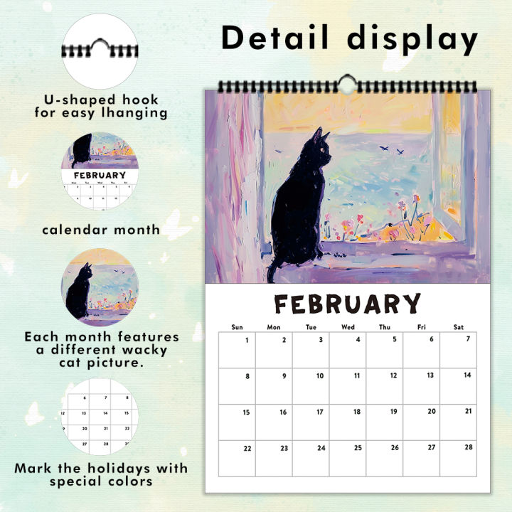 1pc%202026%20Wall%20Calendar,Hand-Drawn%20Cute%20Cat%20Series,12%20Beautiful%20Designs,Perfect%20Gift%20for%20Cat%20Lovers,Birthday,Christmas%20&%20New%20Year%20-%20Image%204