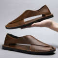 Genuine Leather Men's Sandals Beach Shoes Slippers High Quality Non-slip Men Casual Breathable Summer Footwear Mens Outdoor Shoe. 