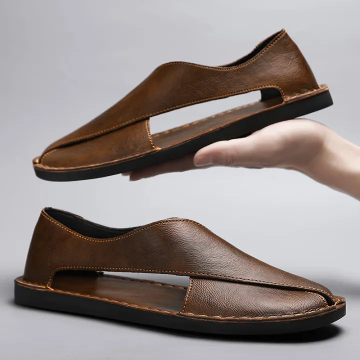 Genuine%20Leather%20Men's%20Sandals%20Beach%20Shoes%20Slippers%20High%20Quality%20Non-slip%20Men%20Casual%20Breathable%20Summer%20Footwear%20Mens%20Outdoor%20Shoe%20-%20Image%203
