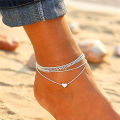 【Latest Style】 Simple Heart Female Anklets Barefoot Crochet Sandals Foot Jewelry Leg New Anklets On Foot Ankle Bracelets For Women Leg Chain. 