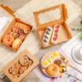 12/24 cake carrier, rectangular box with lid, white, brown, bread box with window, for pies, doughnuts, muffins, weddings, parti. 