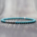 New 4mm Stone Bracelet Men Natural Volcanic Rock Tiger Eye Braslet Beaded Silver Color Hematite Elastic Braclet Pulsera Hombre. 
