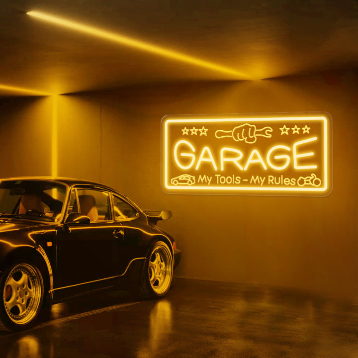 Garage Neon Sign 3D Carved Wall Art for Man Cave Tool Room & Shop Decor ...