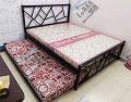 Iron Double Bed with Sliding Trundle / Day bed (Luxury Design). 