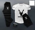 Againtr Summer Printed Tracksuit For Men & Boys - Soft & Comfortable Fabric T Shirt & Trouser Printed Tracksuit black. 
