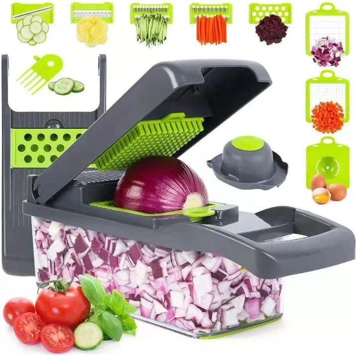 Genius Nicer Dicer Plus Salad Vegetable & Fruit Cutter - 12 in 1 Nicer Dicer Chooper Vegetable Cutter