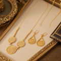 Turkish coin gold plated jewelry set kurdish wedding necklace earring set arabic totem jewelry. 