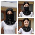 Summer Anti-UV Sunscreen Hat With Mask Shawl Breathable Ice Silk Pullover Cap Head Wrap Unisex Beach Cap For Outdoor Sports.