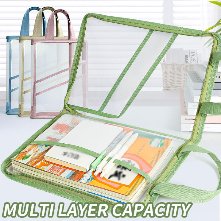 HUAJIE%20PVC%20Transparent%20File%20Bag,%20L-Shaped%20Zipper%20Document%20Organizer,%20Subject%20Classification%20Exam%20Paper%20Storage%20Tote%20for%20Students%20-%20Image%205