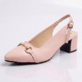 Block Heels For Women Slingback Pumps Synthetic Leather Elegant Buckle Style, Multiple Color. 