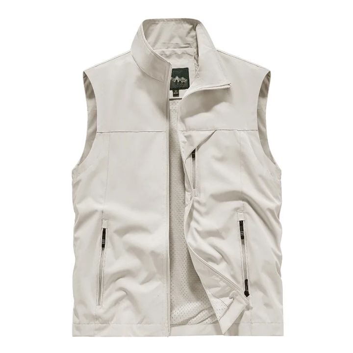 New Men Spring Vest Outdoor Men's Sleeveless Waistcoat Multiple Pockets Plus Size Male Fishing Vest Outwear