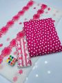 Alhamdulilah – Cut Work Polka Dots Lawn 3PC Suit | Polka Digital Printed Shirt, Chiffon Dupatta & Cross Stitch Trouser. 