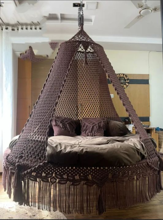 Macrame Double seated Swing, Macrame Hanging Chair, Macrame Porch Swing Bed, Hammock Swing, Indoor Chair, Macrame Outdoor Swing, Swing Bed,