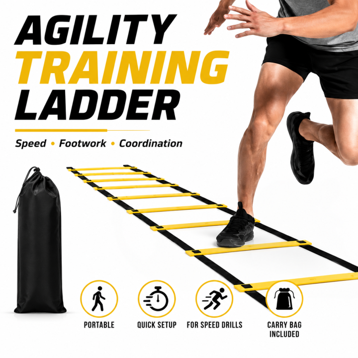 Agility Training Ladder Speed Footwork Exercise Ladder Portable Soccer Basketball Fitness Drill Equipment Carry Bag for Athletes