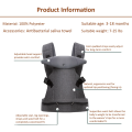 Baby Carrier Newborns To Toddler 7-45lbs All Seasons Foldable Baby Carriers Front and Back with Hip Seat Lumbar Support.