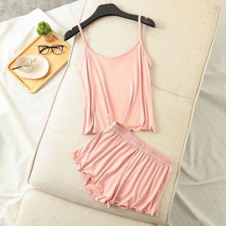 Summer%20new%20modal%20camisole%20sexy%20pajamas%20two-piece%20set%20thin%20loose%20shorts%20multicolor%20large%20size%20pajamas%20set%20home%20service%20womens%20-%20Image%203