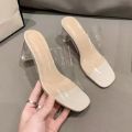 Summer Women Pumps Sandals PVC Jelly Slippers Open Toe High Heels Women Transparent Perspex Slippers Shoes Heel Clear Sandals.