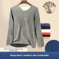 Traceless thermal underwear mens fleece thickened winter cold resistant long-sleeved backing wool thermal shirt men. 