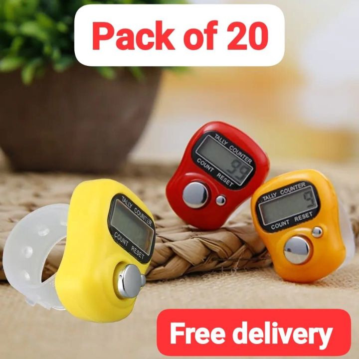 Pack of 20 Finger Counter Digital Tasbeeh / Digital Counter Finger Ring - Tally Counter - Digital Tasbih (Homeducts)